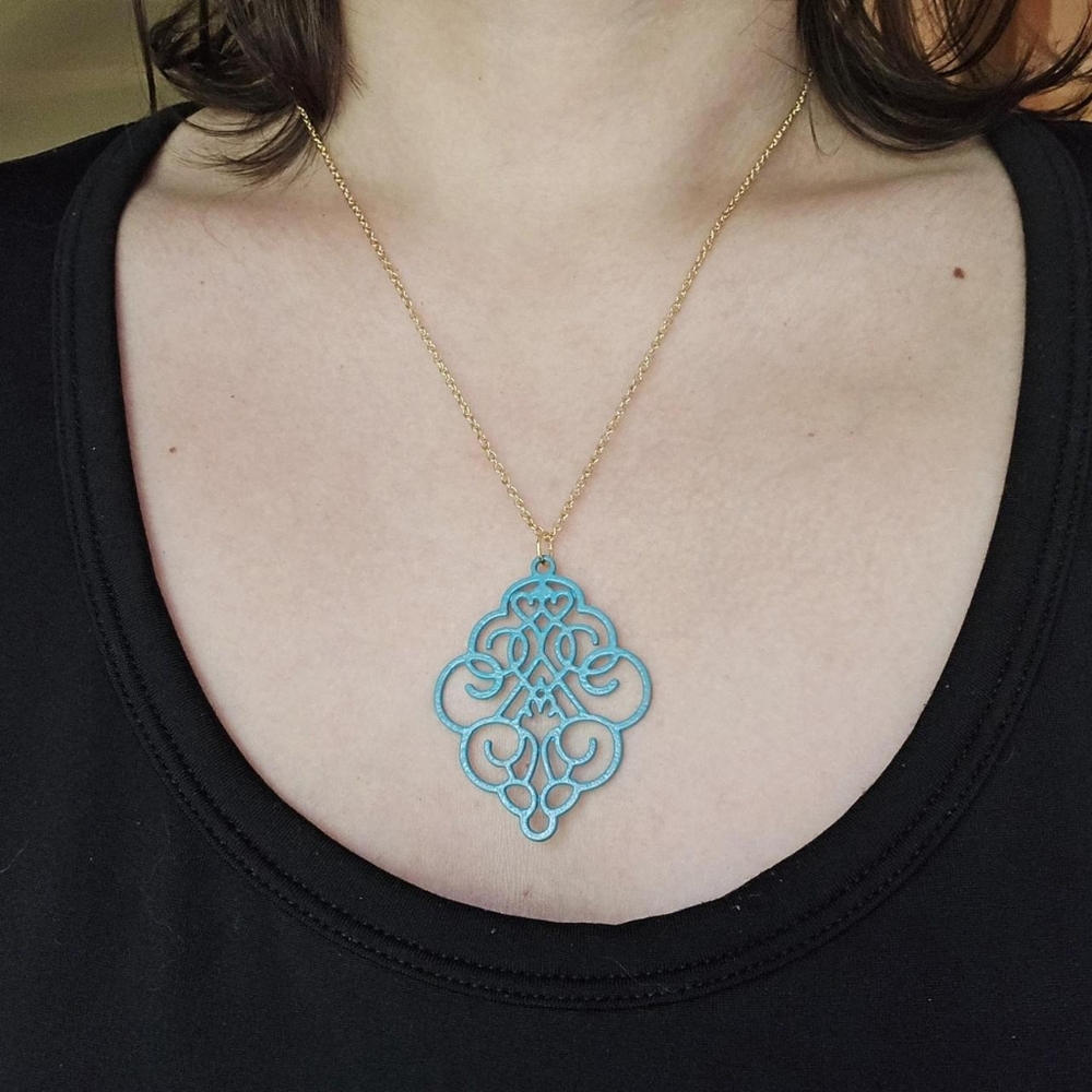 Bohemian Blue & Gold Ornate Boho Necklace